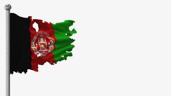 Αφγανιστάν 3d tattered κυματίζει σημαία εικονογράφηση στο Flagpole. — Φωτογραφία Αρχείου