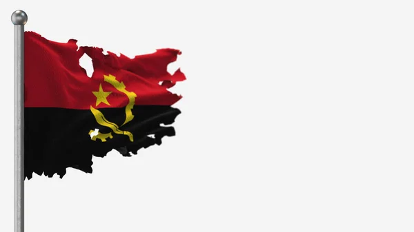 Ангола 3d tattered розмахуючи прапором ілюстрація на Флагполі. — стокове фото