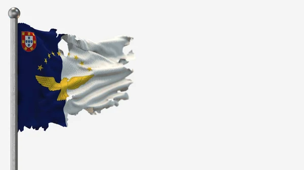 Bayrak direğinde Azores 3d sallanan bayrak çizimi. — Stok fotoğraf