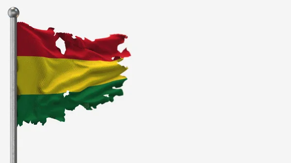 Bolívia 3d rongyos integető zászló illusztráció zászlórúdra. — Stock Fotó