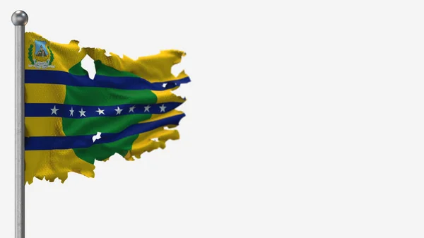 Bolivar _ venezuela 3d zerfledderte Flaggen schwenkende Illustration auf Fahnenmast. — Stockfoto
