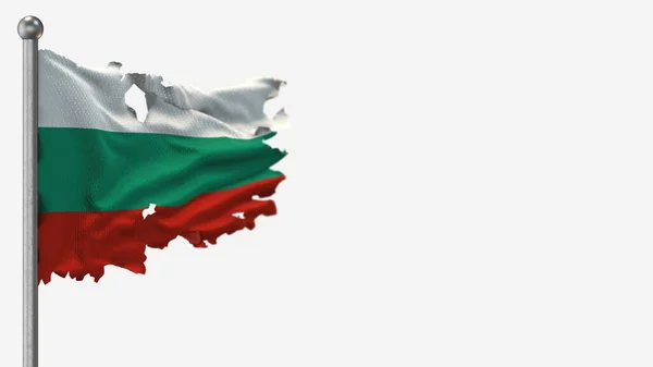 Bulgarije 3d gescheurd wapperen vlag illustratie op vlaggenmast. — Stockfoto