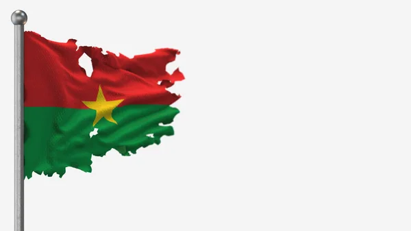 Burkina Faso 3D esfarrapado acenando ilustração bandeira em Flagpole . — Fotografia de Stock