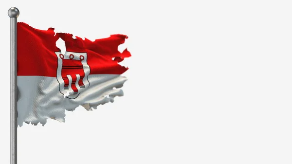 Burgenland 3D jirones ondeando bandera ilustración en el asta de la bandera . — Foto de Stock