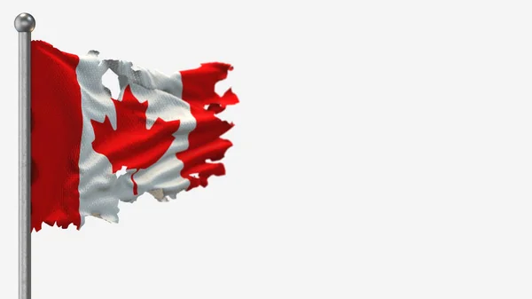 Bandera de Canadá 3D andrajosa ondeando ilustración en Flagpole . — Foto de Stock