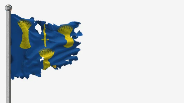 Cheshire 3D zerfledderte Flaggen schwenkende Illustration auf Fahnenmast. — Stockfoto