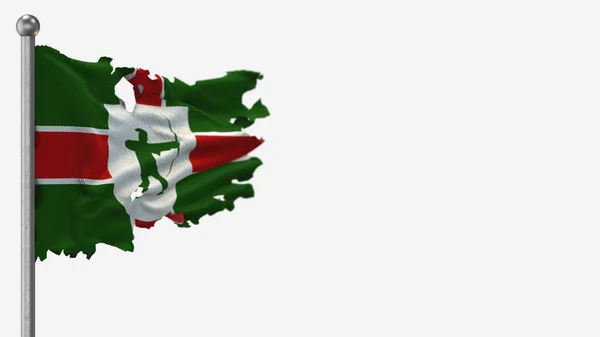 County Nottinghamshire 3D tattered waving flag illustration on Flagpole. — Stock Photo, Image