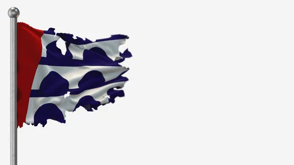 Ilustración de la bandera de ondulación hecha jirones Des Moines 3D en Flagpole . — Foto de Stock