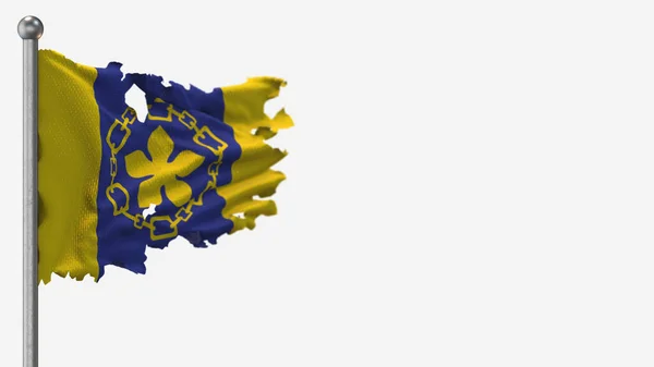 Гамильтон 3D рваная иллюстрация флага на флагштоке . — стоковое фото
