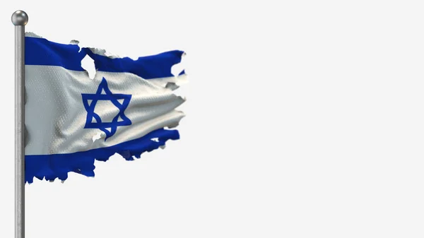 Illustration du drapeau d'Israël en lambeaux 3D sur Flagpole . — Photo