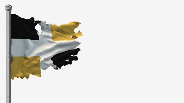 Levis 3d zerfledderte Flaggen schwenkende Illustration auf Fahnenmast. — Stockfoto