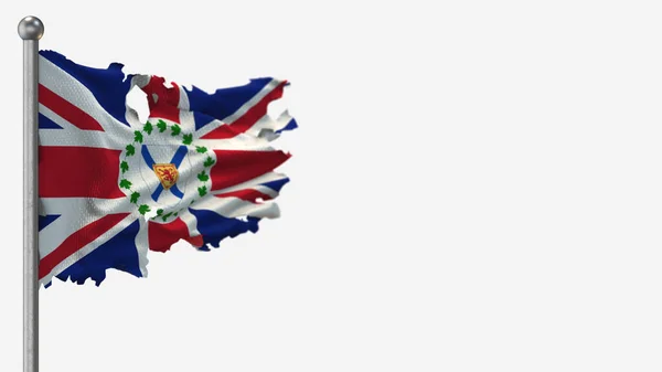 Лейтенант-губернатор Новой Шотландии 3D порвал иллюстрацию флага на флагштоке . — стоковое фото