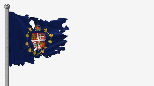 Лейтенант-губернатор Ньюфаундленда и Лабрадора 3D порвал иллюстрацию флага на флагштоке . — стоковое фото