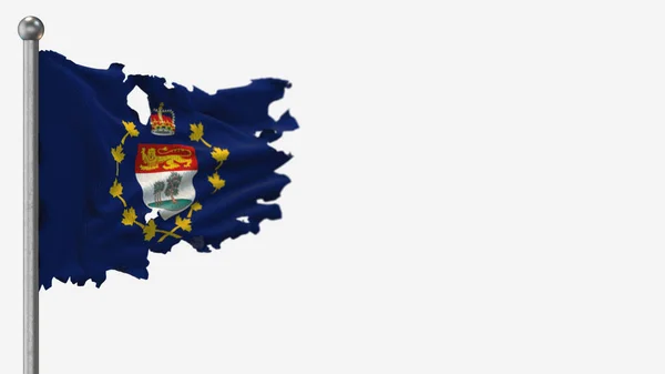 Porucznik gubernator Wyspy Księcia Edwarda 3d postrzępiony flaga ilustracja na Flagpole. — Zdjęcie stockowe