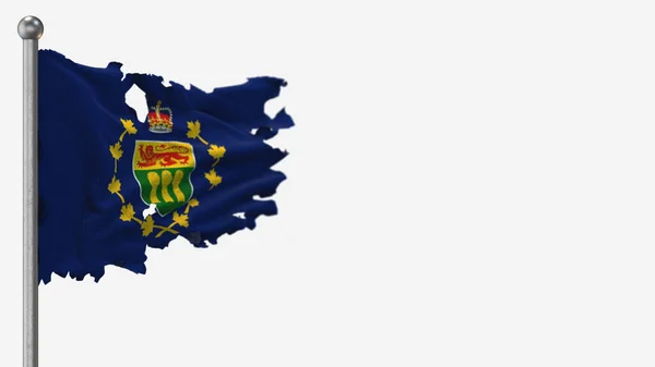 Statthalter von saskatchewan 3d zerfleddert schwenkende Flagge Illustration auf Fahnenmast. — Stockfoto