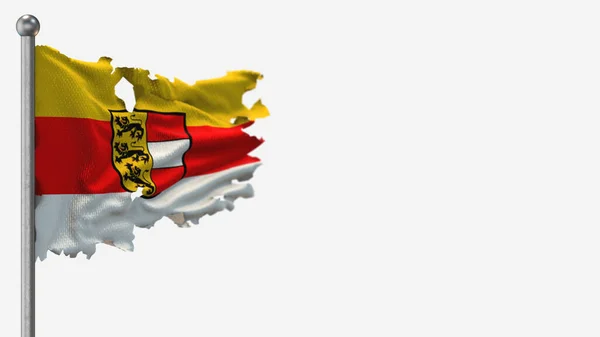 Basse-Autriche Illustration de drapeau ondulé 3D en lambeaux sur Flagpole . — Photo