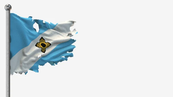 Madison Wisconsin 3D esfarrapado acenando ilustração bandeira em Flagpole . — Fotografia de Stock