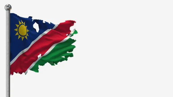 Namibië 3d verscheurd wapperen vlag illustratie op vlaggenmast. — Stockfoto