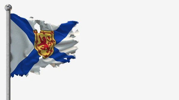 Nova Scotia 3D tattered waving flag illustration on Flagpole. — Stock Photo, Image