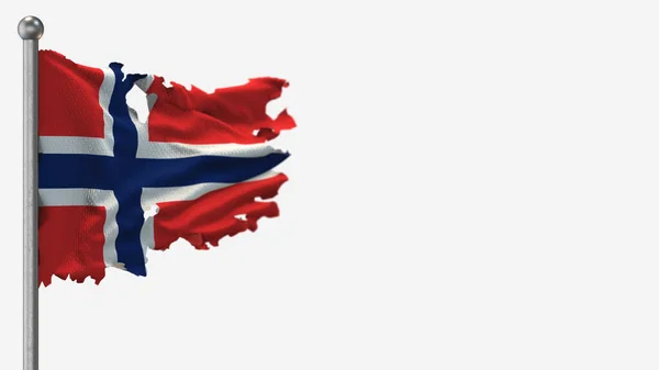 Noruega Ilustración de bandera ondulada 3D en asta de bandera . —  Fotos de Stock