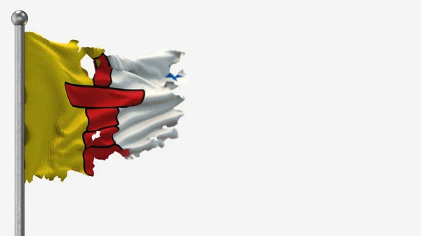 Nunavut 3D splittrad viftande flagga illustration på flaggstången. — Stockfoto
