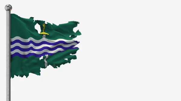 Peterborough Ontario 3D tattered waving flag illustration on Flagpole. — Stock Photo, Image
