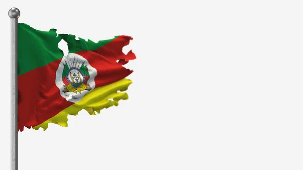 Rio Grande Do Sul Illustration du drapeau en lambeaux 3D sur Flagpole . — Photo