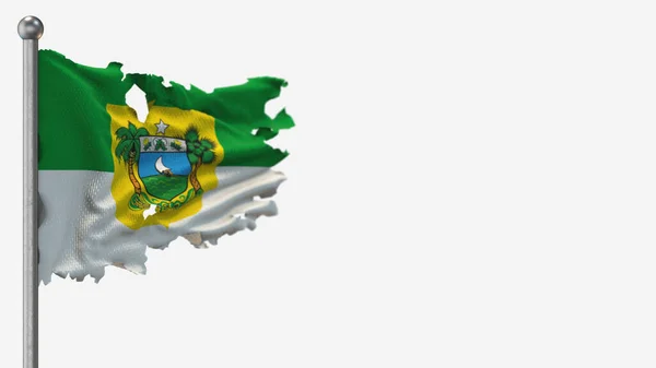 Rio Grande Do Norte 3D despedaçado acenando ilustração bandeira em Flagpole . — Fotografia de Stock