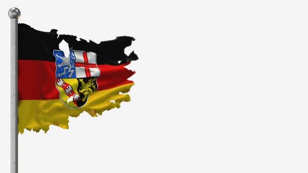 Saarland 3D tattered waving flag illustration on Flagpole. — Stock Photo, Image