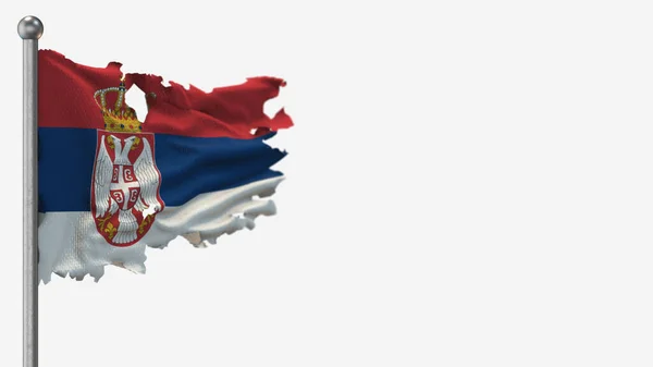 Serbien 3D laset vinke flag illustration på flagstangen . - Stock-foto
