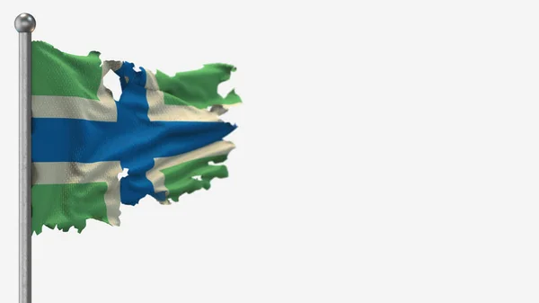 Severn Cross 3D despedaçado acenando ilustração bandeira em Flagpole . — Fotografia de Stock