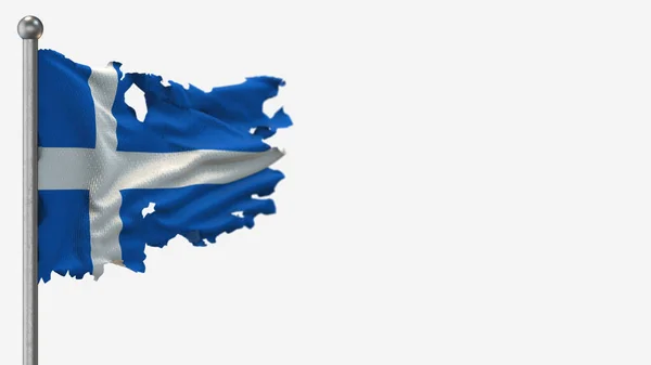 Shetland 3d splittrad viftande flagga illustration på flaggstången. — Stockfoto