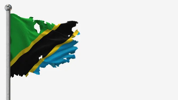 Tanzania 3D frantumato sventolando bandiera illustrazione su Flagpole . — Foto Stock