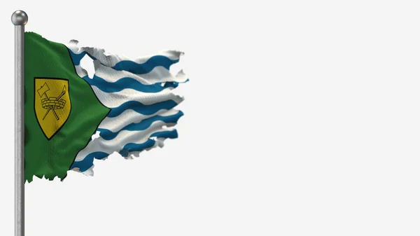 Vancouver 3d gescheurd zwaaien vlag illustratie op vlaggenmast. — Stockfoto