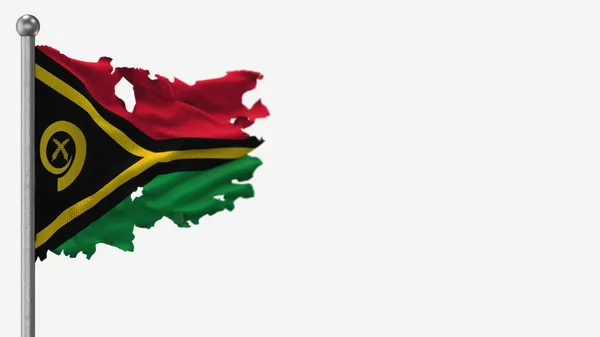 Vanuatu 3D esfarrapado acenando ilustração bandeira em Flagpole . — Fotografia de Stock