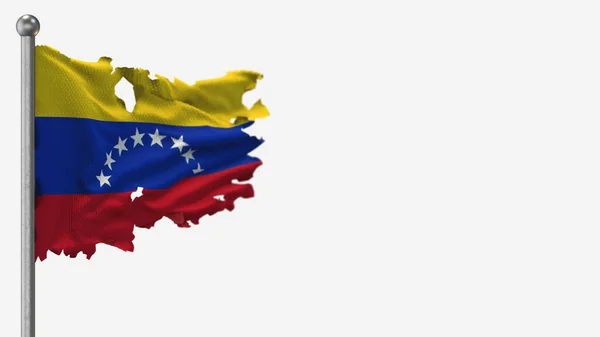 Венесуела 3d tattered розмахуючи прапором ілюстрація на Флагполі. — стокове фото
