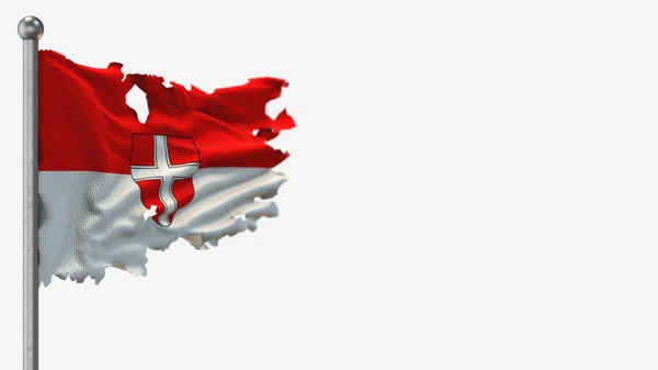 Vorarlberg 3D frantumato sventolando bandiera illustrazione su Flagpole . — Foto Stock