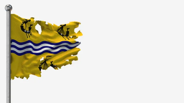 Western Isles Council 3D tattered waving flag illustration on Flagpole. — Stock Photo, Image