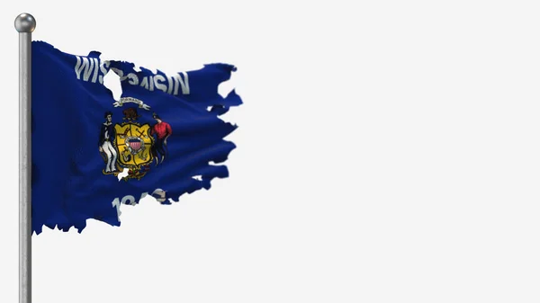 위스콘신 3D, 깃대 위에서 깃발흔들기 삽화. — 스톡 사진