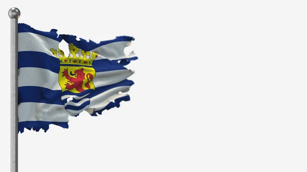 Zeeland 3d flarden zwaaiende vlag illustratie op Flagpole. — Stockfoto