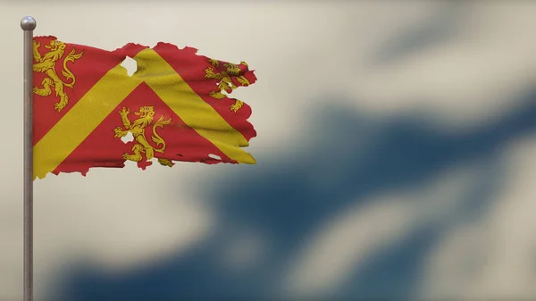 Illustration du drapeau ondulé Anglesey 3D en lambeaux sur Flagpole . — Photo