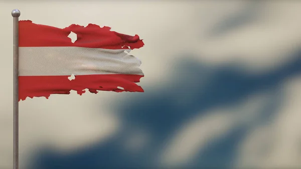 Austria 3D frantumato sventolando bandiera illustrazione su Flagpole . — Foto Stock