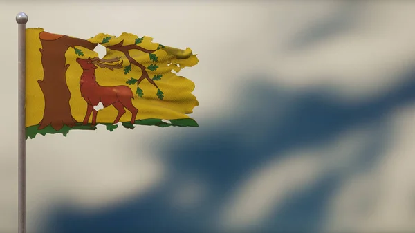 Berkshire 3d zerfleddert schwenkende Flagge Illustration auf Fahnenmast. — Stockfoto