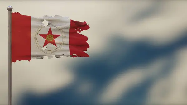 Birmingham Alabama 3d gescheurd zwaaien vlag illustratie op Flagp — Stockfoto