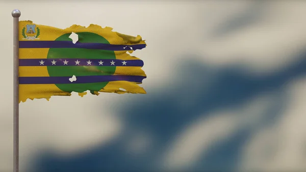 Bolivar _ Venezuela 3d tattered waving flag illustration on Flagpo — 图库照片