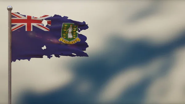 British Virgin Islands 3D tattered waving flag illustration on F — Stock Photo, Image