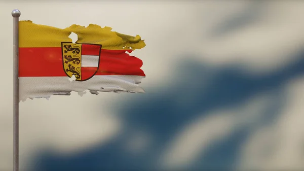 Karyntia 3d postrzępiona flaga na maszcie flagowym. — Zdjęcie stockowe