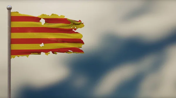 Ilustración de la bandera de Cataluña en 3D en Flagpole . — Foto de Stock