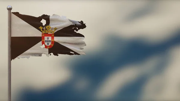 Θέουτα 3d tattered κυματίζει σημαία εικονογράφηση σε Flagpole. — Φωτογραφία Αρχείου