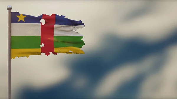 Közép-afrikai Köztársaság 3d megrongált lengetett zászló illusztráció — Stock Fotó